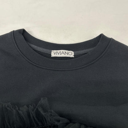 VIVIANO ヴィヴィアーノ VS-AW23-CS05 ブラック Gathered Tulle Trimmed Sweat トップス