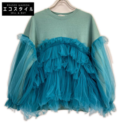 VIVIANO ヴィヴィアーノ VS-AW23-CS05 ブルー Gathered Tulle Trimmed Sweat トップス