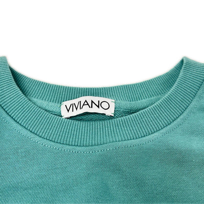 VIVIANO ヴィヴィアーノ VS-AW23-CS05 ブルー Gathered Tulle Trimmed Sweat トップス