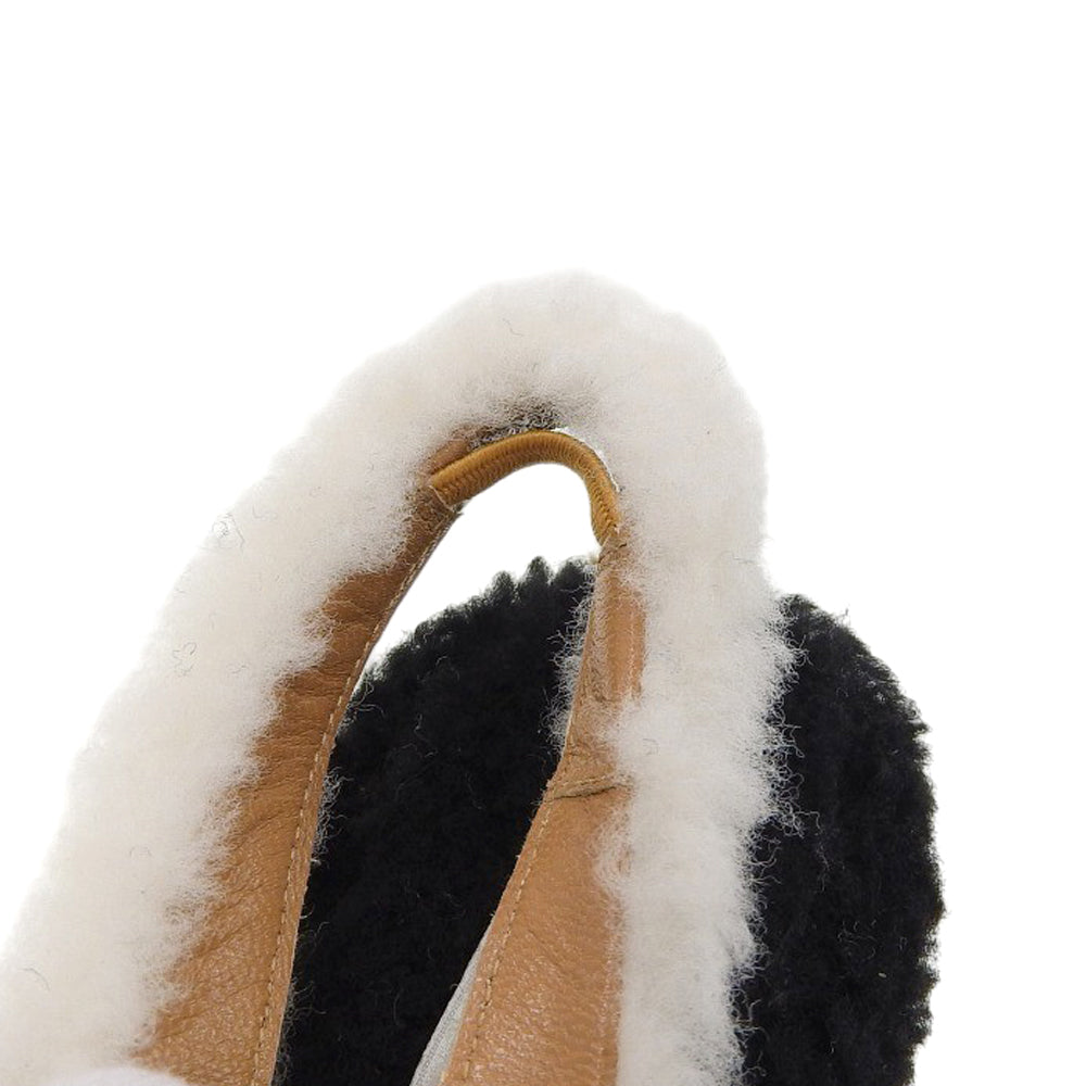 MARNI マルニ 新品同様 ボア スリングバック パンプス シューズ レディース ホワイト×ブラック シューズ