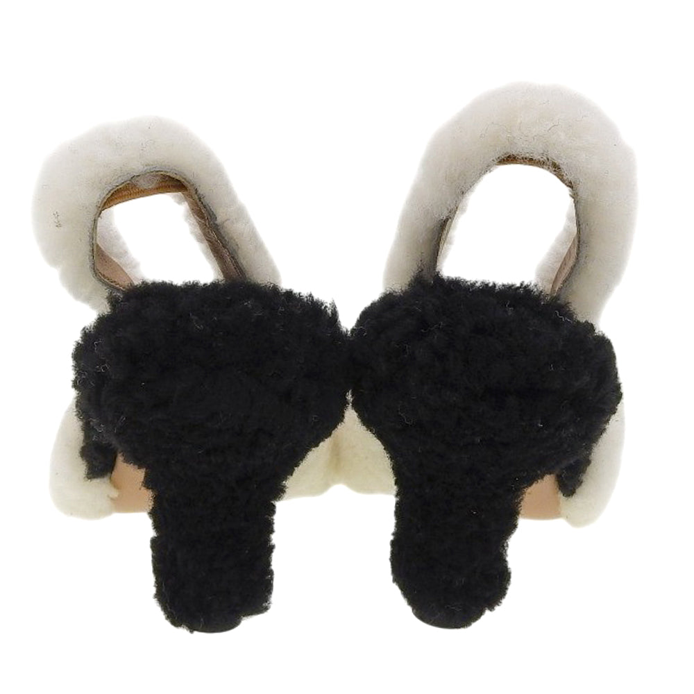 MARNI マルニ 新品同様 ボア スリングバック パンプス シューズ レディース ホワイト×ブラック シューズ