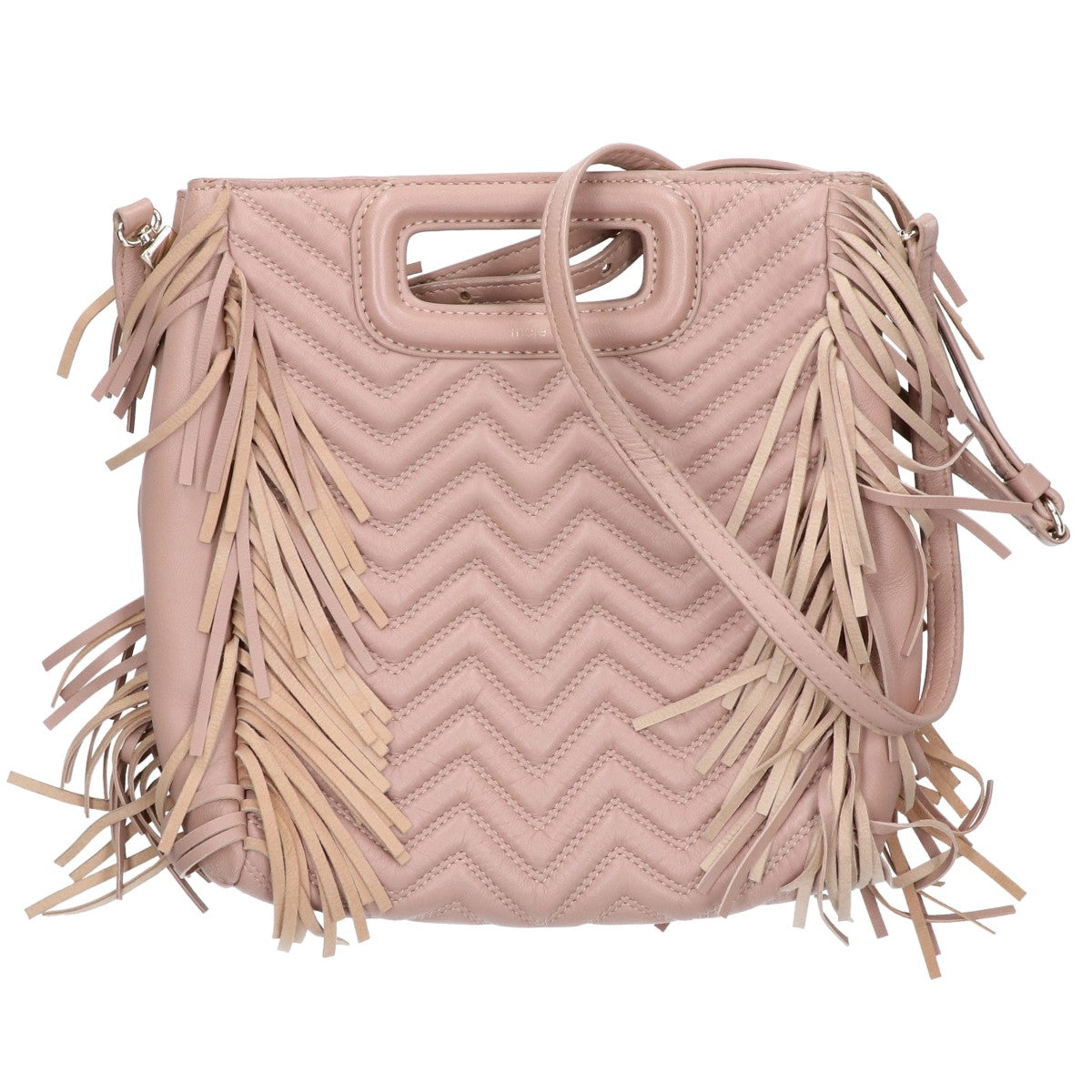maje マージュ E17MPADDED NUDE フリンジ キルティングレザー 2WAY ハンドバッグ