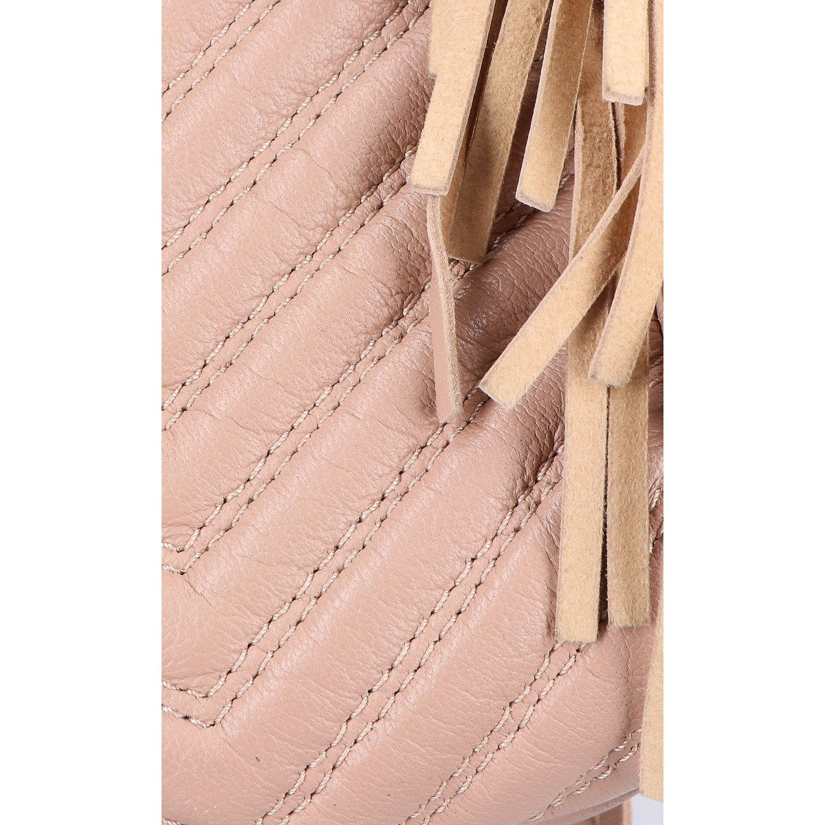 maje マージュ E17MPADDED NUDE フリンジ キルティングレザー 2WAY ハンドバッグ