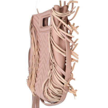 maje マージュ E17MPADDED NUDE フリンジ キルティングレザー 2WAY ハンドバッグ