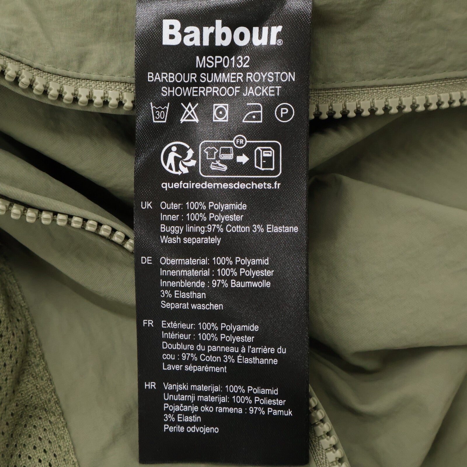Barbour バブアー MSP0132 ダスティオリーブ Summer Royston showerproof jacket ジャケット