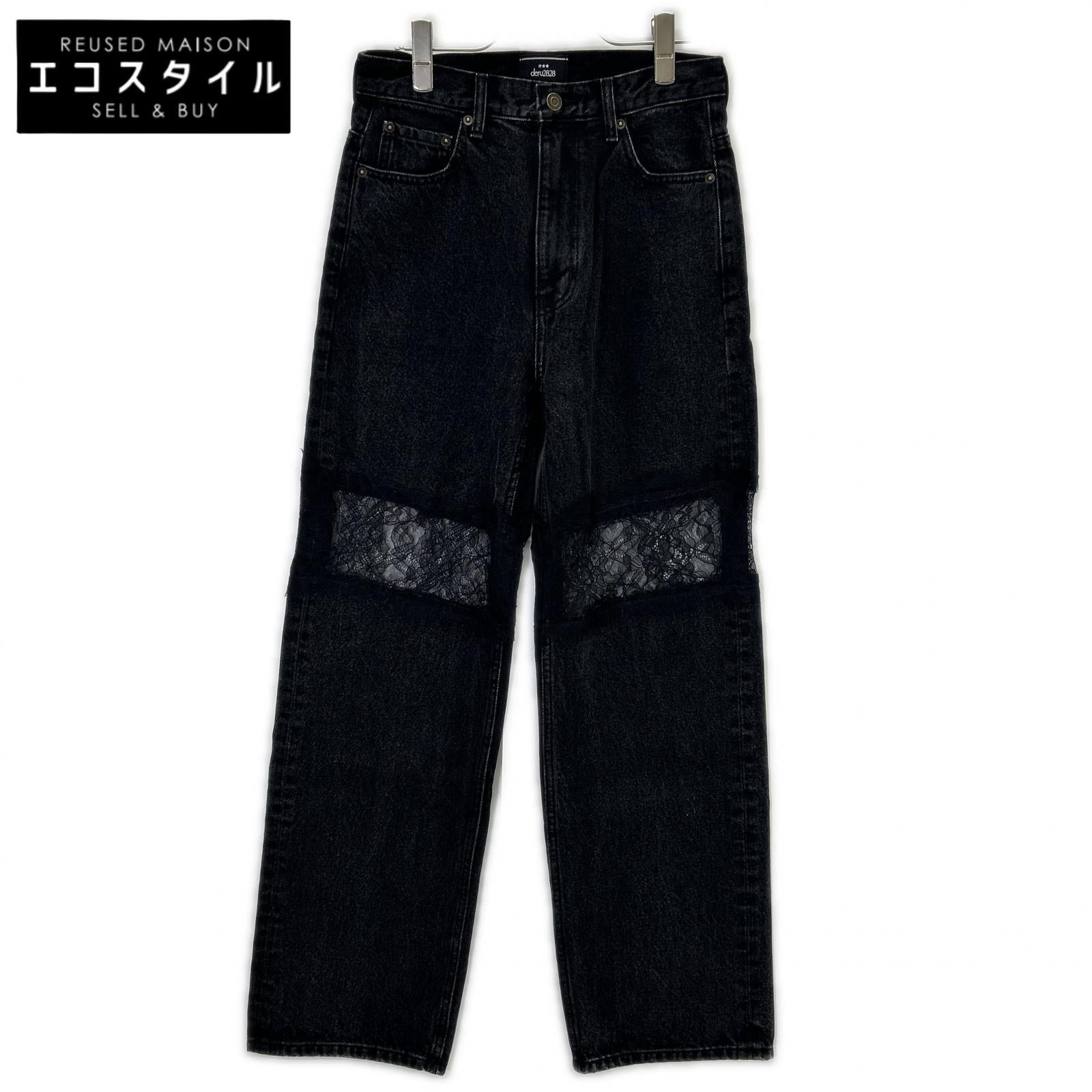 deru2828 デル 4250307 ブラック Blossom 開花 レースデニムパンツ ボトムス