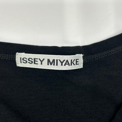 ISSEY MIYAKE イッセイミヤケ IM61JK003 ブラック ベロア フリルデザイン 半袖カットソー トップス
