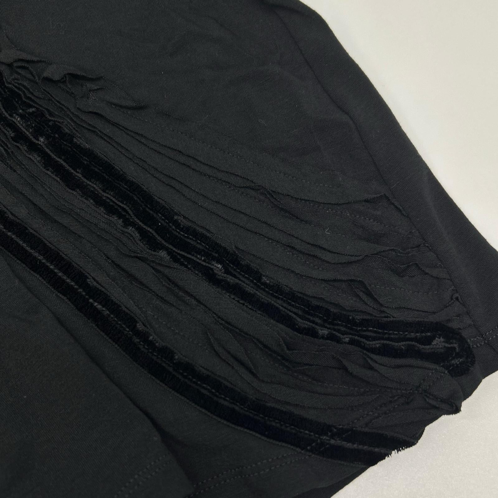 ISSEY MIYAKE イッセイミヤケ IM61JK003 ブラック ベロア フリルデザイン 半袖カットソー トップス