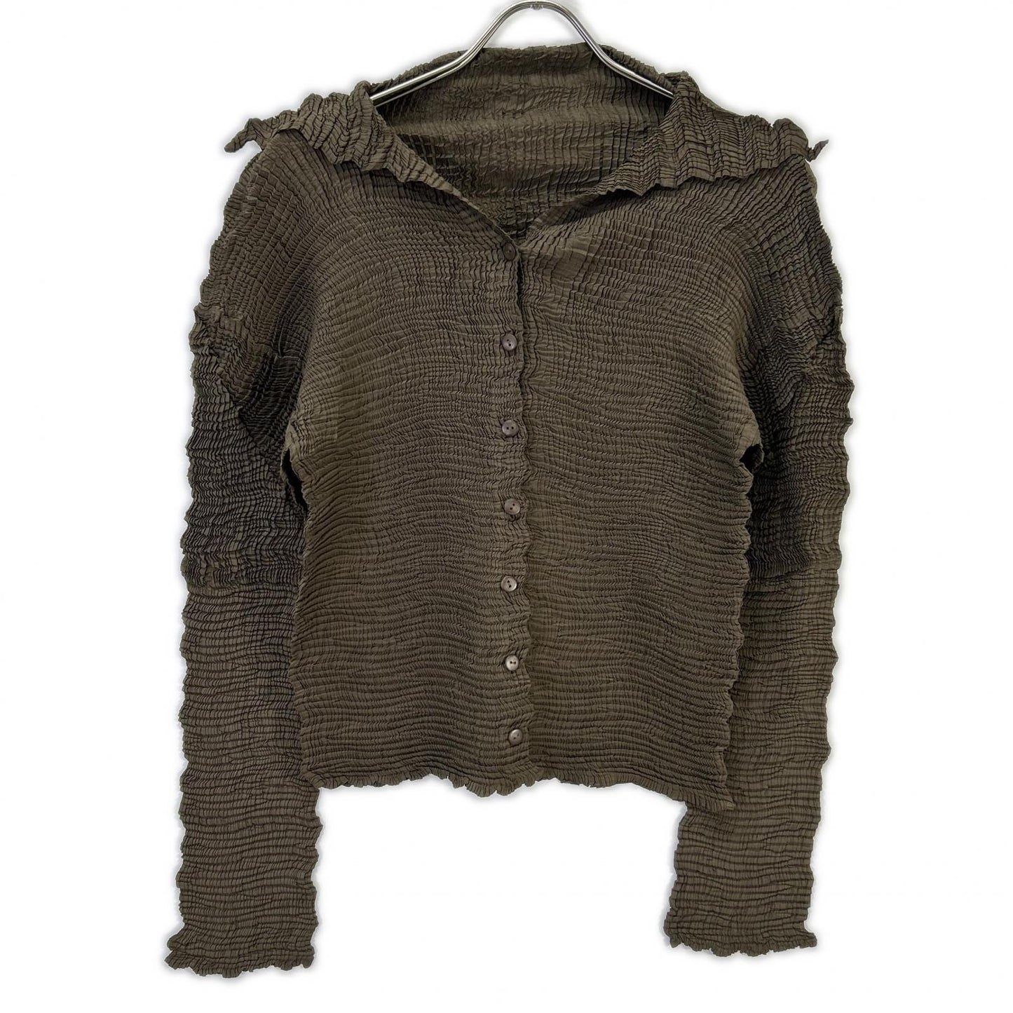 ISSEY MIYAKE イッセイミヤケ IM74-FJ946 カーキ ウォッシュプリーツカーディガン トップス