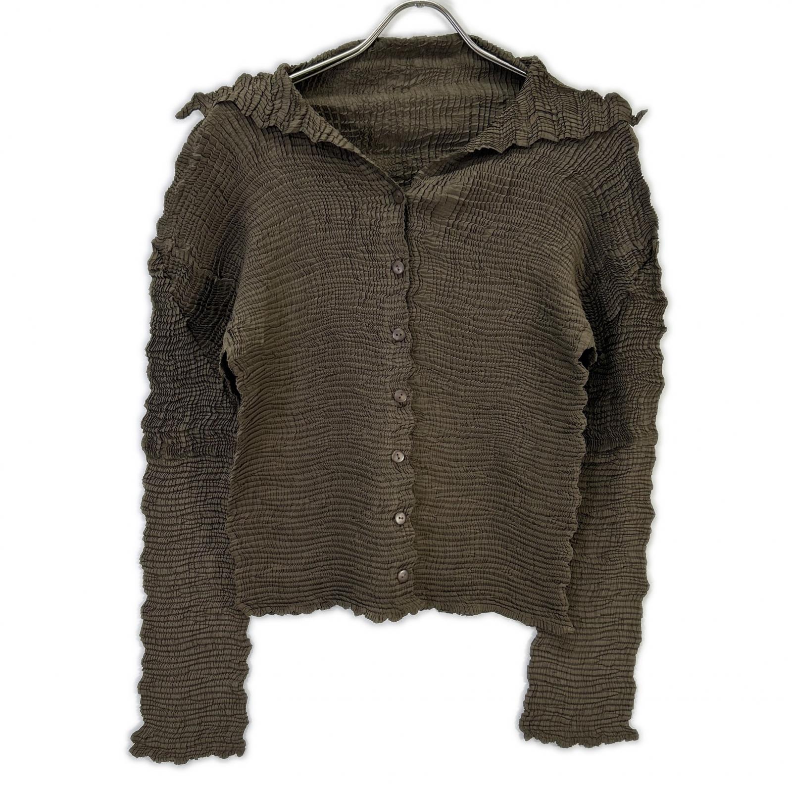 ISSEY MIYAKE イッセイミヤケ IM74-FJ946 カーキ ウォッシュプリーツカーディガン トップス