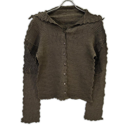 ISSEY MIYAKE イッセイミヤケ IM74-FJ946 カーキ ウォッシュプリーツカーディガン トップス