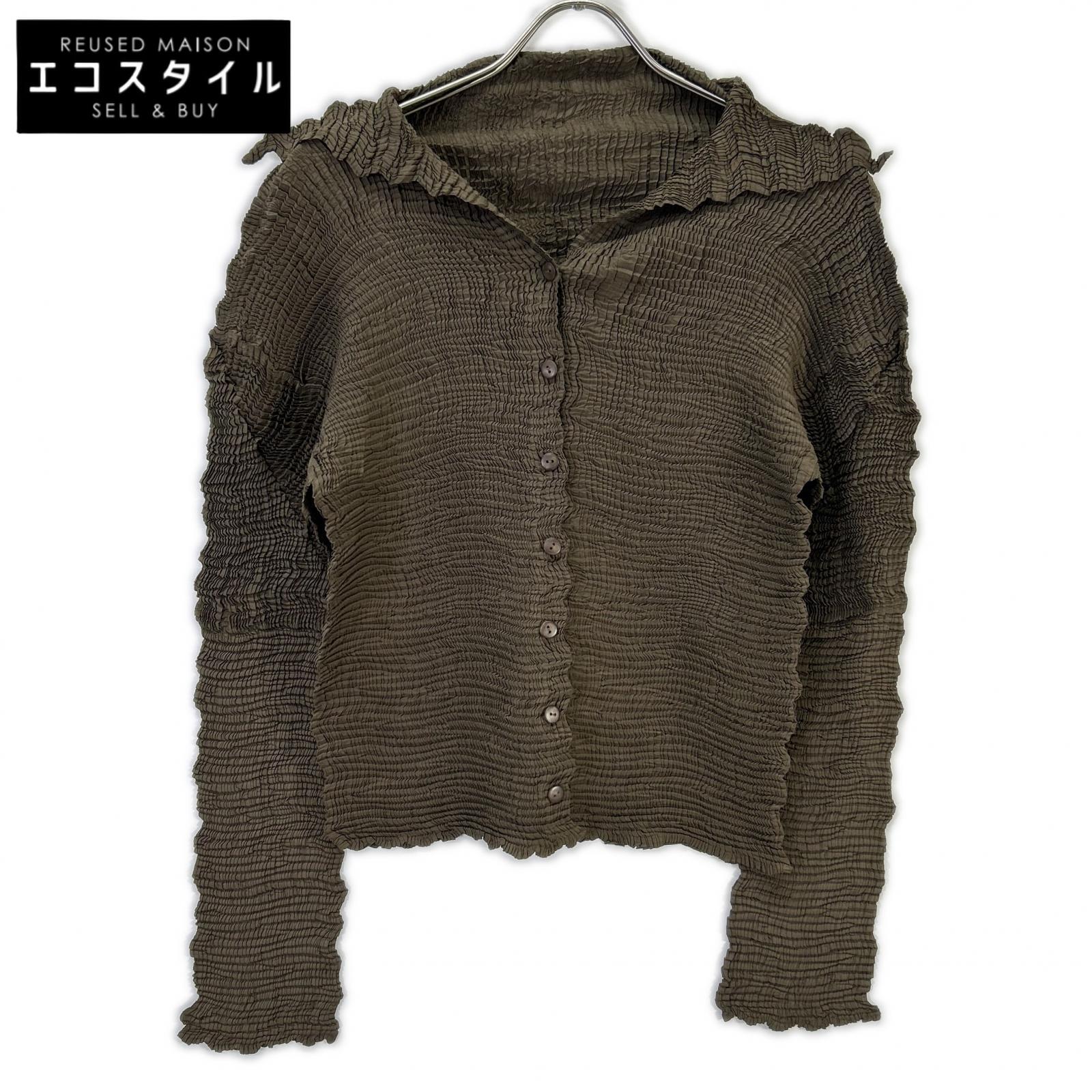 ISSEY MIYAKE イッセイミヤケ IM74-FJ946 カーキ ウォッシュプリーツカーディガン トップス