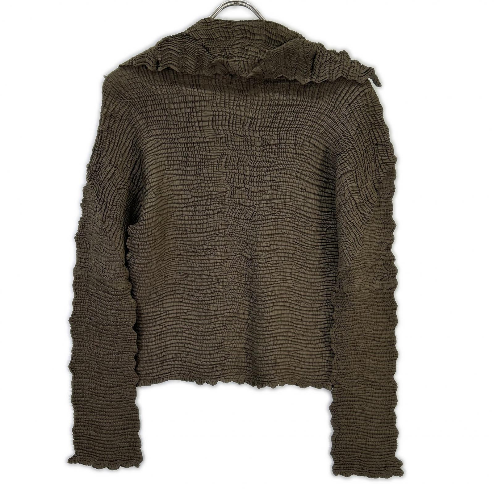 ISSEY MIYAKE イッセイミヤケ IM74-FJ946 カーキ ウォッシュプリーツカーディガン トップス