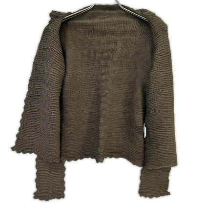 ISSEY MIYAKE イッセイミヤケ IM74-FJ946 カーキ ウォッシュプリーツカーディガン トップス
