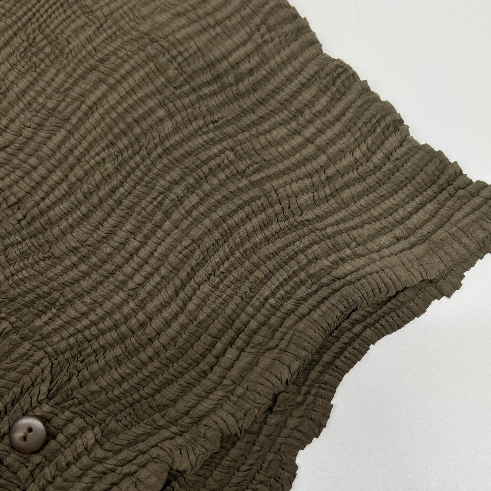 ISSEY MIYAKE イッセイミヤケ IM74-FJ946 カーキ ウォッシュプリーツカーディガン トップス