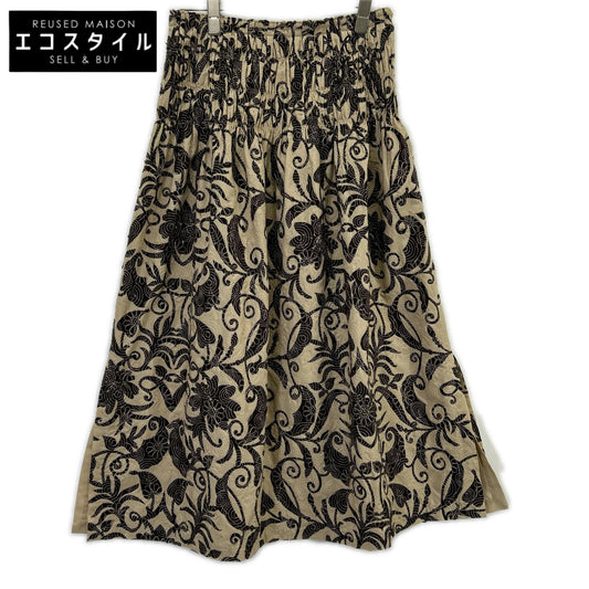 ISSEY MIYAKE FETE IF64FG501 Beige Floral-Motif Embroidered Design Skirt Skirt