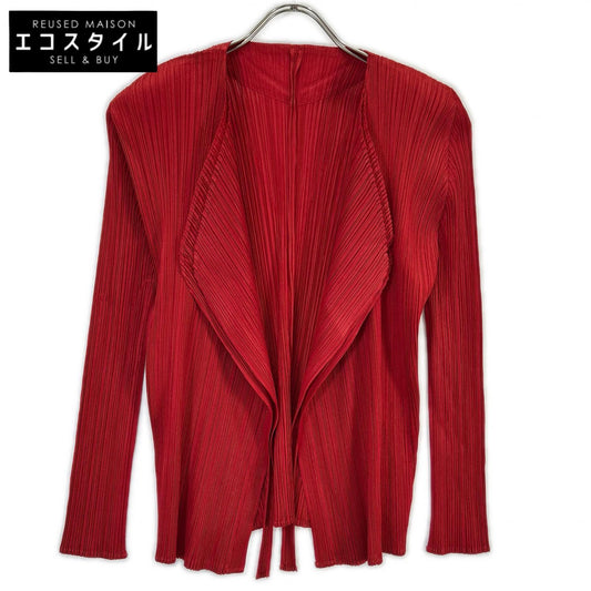 PLEATS PLEASE プリーツプリーズ PP02-J0184 レッド プリーツカーディガン トップス