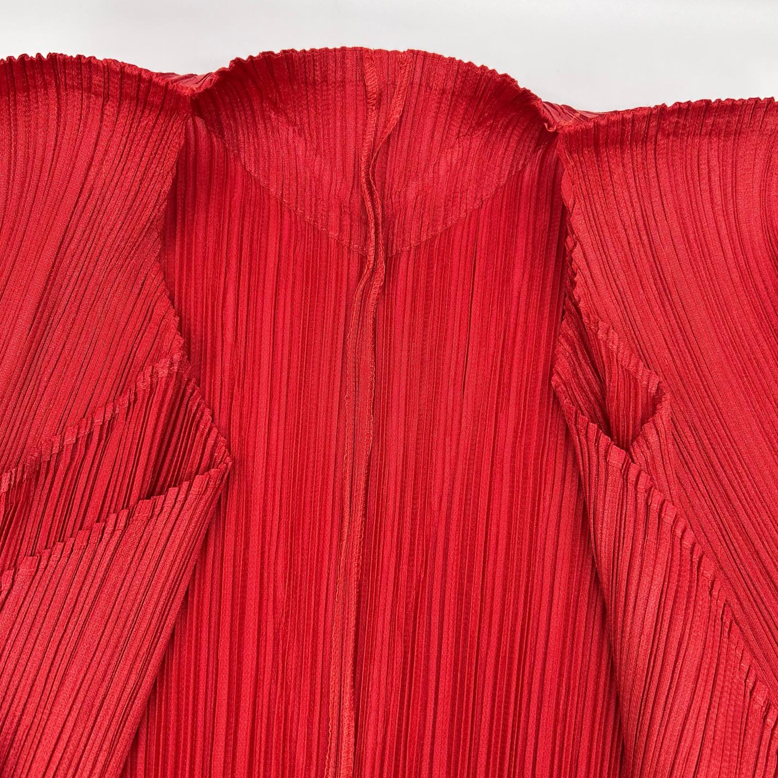 PLEATS PLEASE プリーツプリーズ PP02-J0184 レッド プリーツカーディガン トップス