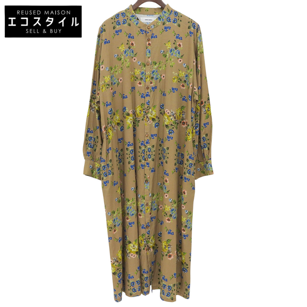 SUPER HAKKA スーパーハッカ 美品 花柄 シャツ ワンピース レディース ブラウン 1001-190-2112 ワンピース