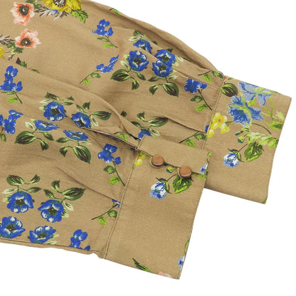 SUPER HAKKA スーパーハッカ 美品 花柄 シャツ ワンピース レディース ブラウン 1001-190-2112 ワンピース
