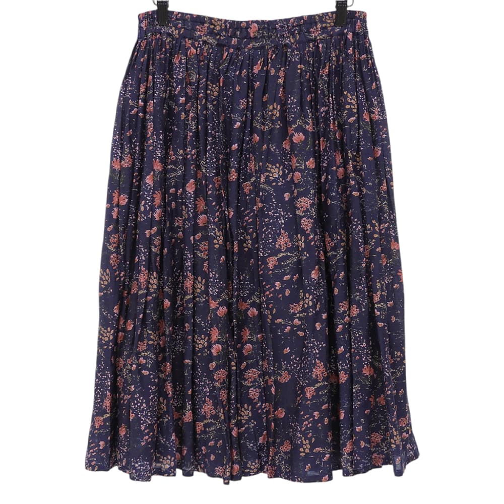 SOIL ソイル 美品 花柄 コットン シルク スカート レディース ネイビー レッド系 I スカート