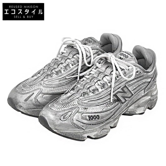NEW BALANCE ニューバランス 美品 Dirty ダメージ加工 スニーカー シューズ メンズ シルバー 25cm M1000G シューズ
