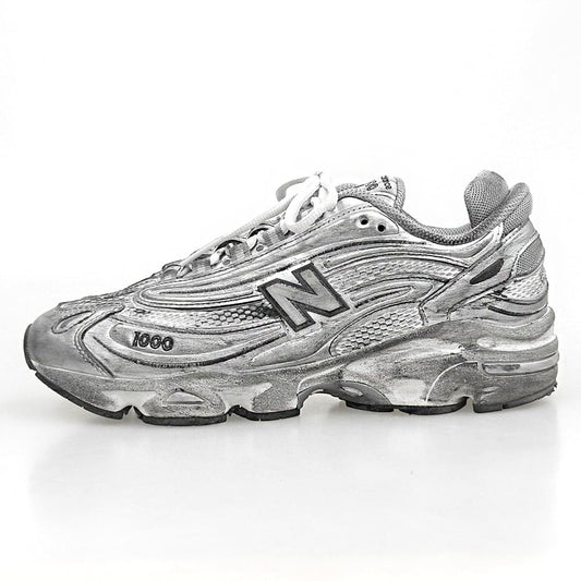 NEW BALANCE ニューバランス 美品 Dirty ダメージ加工 スニーカー シューズ メンズ シルバー 25cm M1000G シューズ