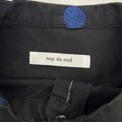 nop de nod ノップドゥノッド 225-504-4141 ブラック ブルー刺繍 長袖ワンピース ワンピース
