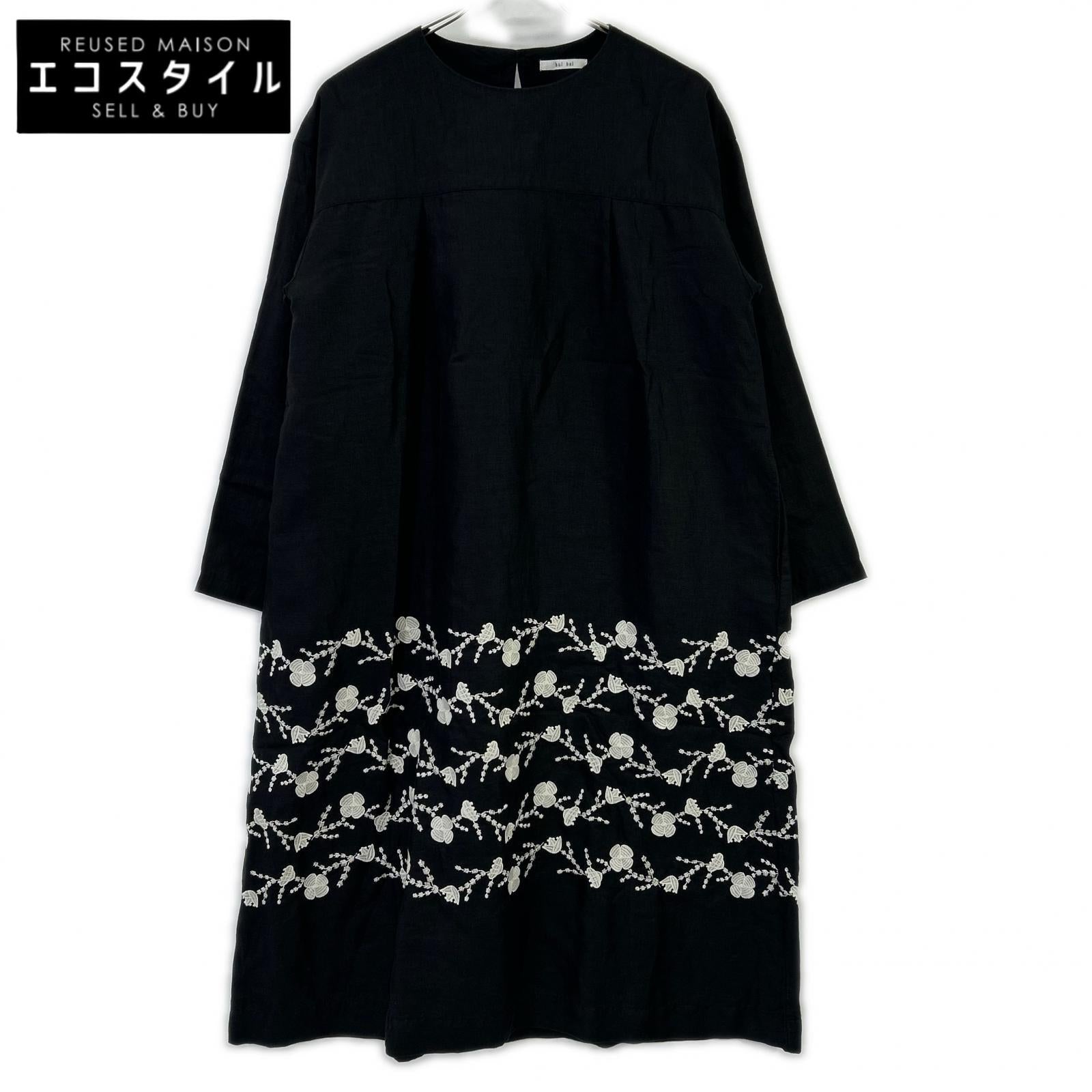 bulbul BK2002238 Black Linen Flour Embroidered Yoke SW Dress Dress