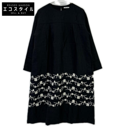 bulbul BK2002238 Black Linen Flour Embroidered Yoke SW Dress Dress