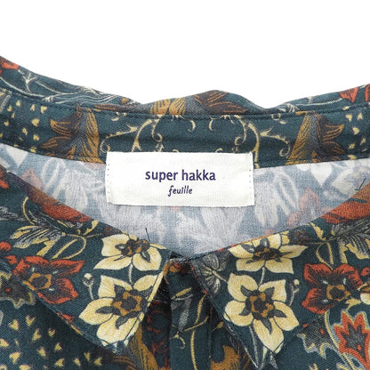 SUPER HAKKA スーパーハッカ 美品 総花柄 長袖 ワンピース レディース グリーン 13 1001-220-2009 ワンピース