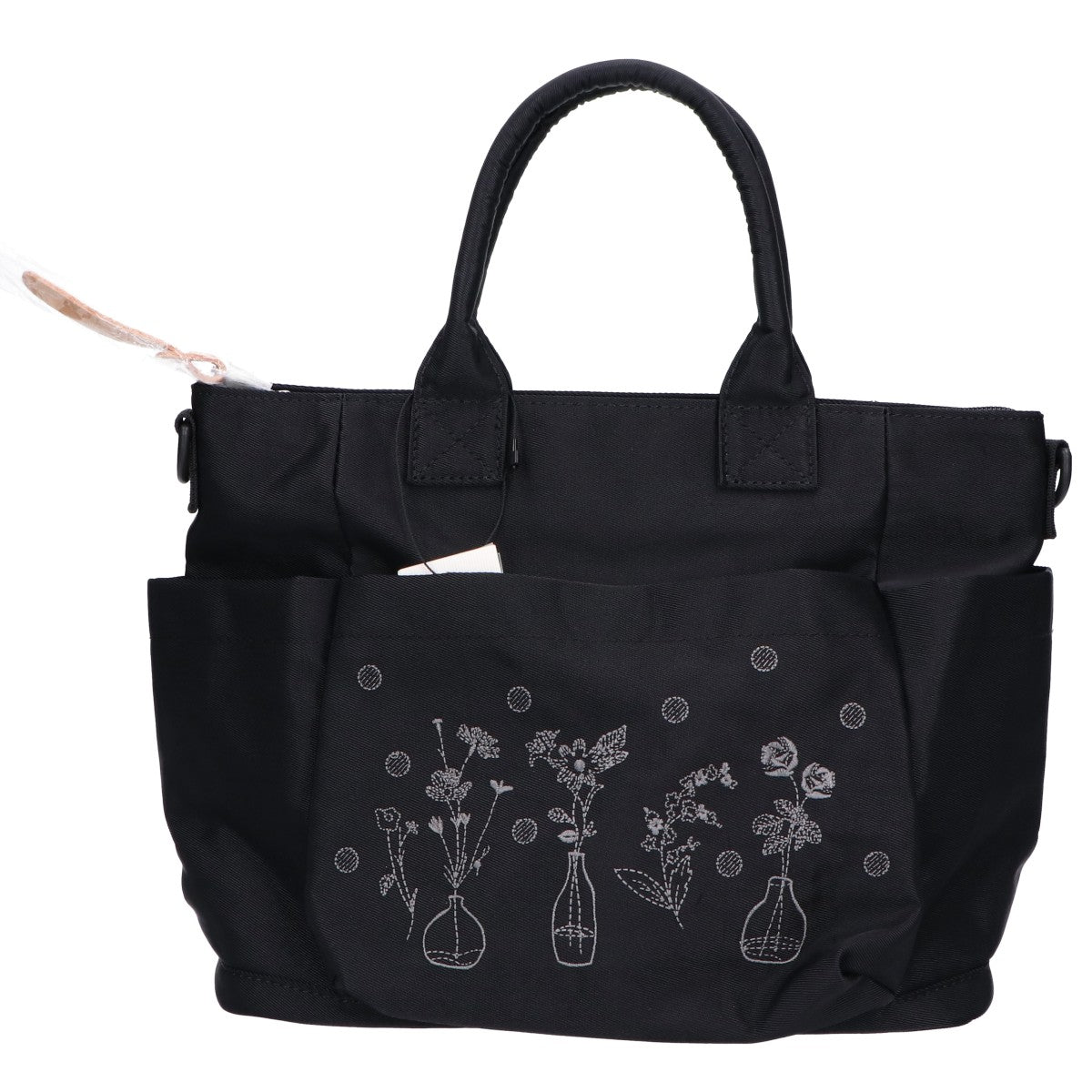 SUPER HAKKA スーパーハッカ 【新品同様】34010353 glanta ドットと花瓶刺繍スクエア 2WAY トートバッグ