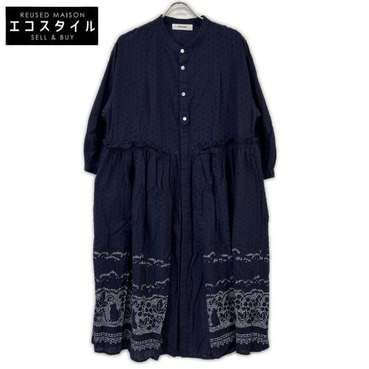 SUPER HAKKA Navy Dot Jacquard Lawn Float Dot Print Dress Dress