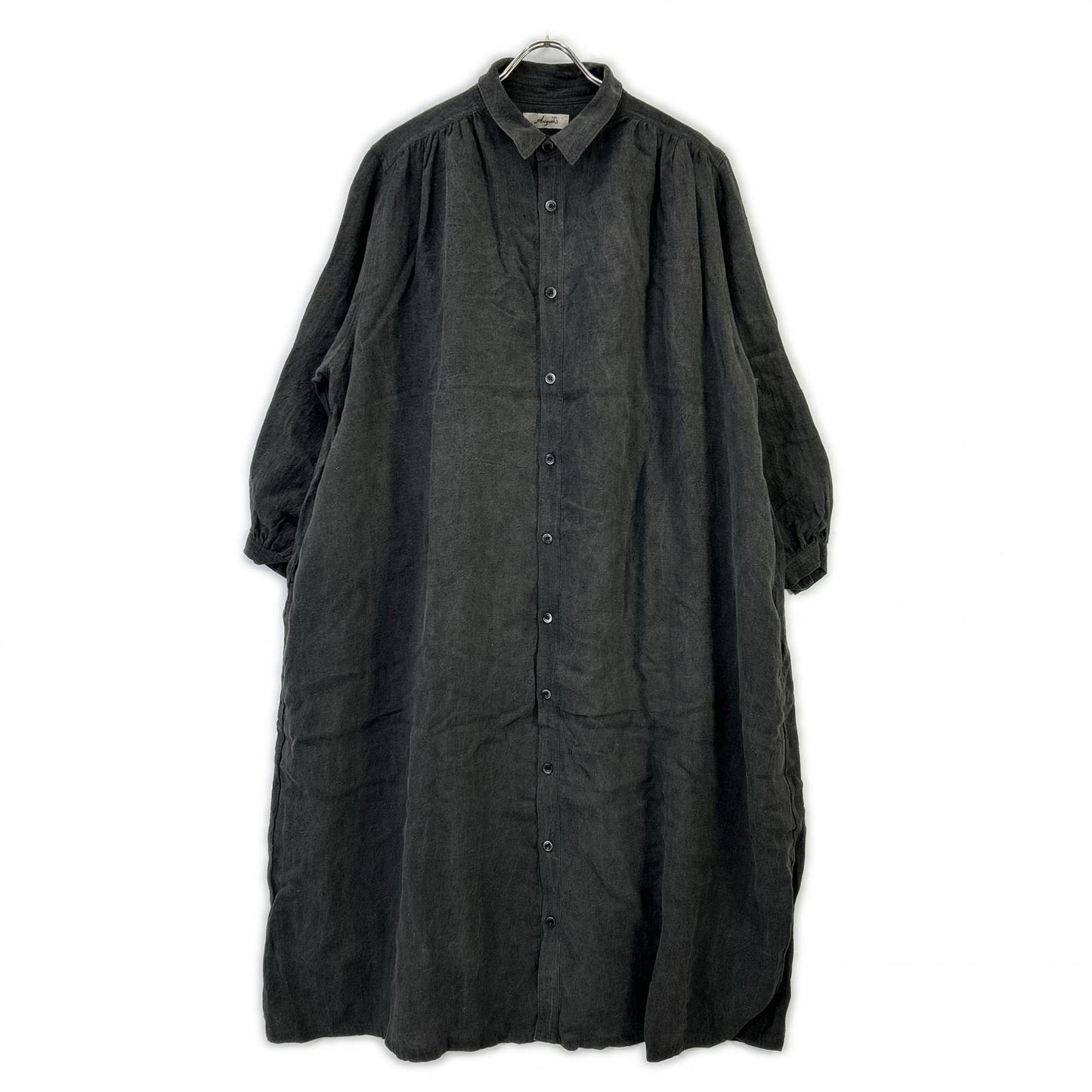 ICHI ANTIQUITES イチアンティークス LT800313 ダークグレー リネン バルーンスリーブ ロングシャツワンピス ワンピース