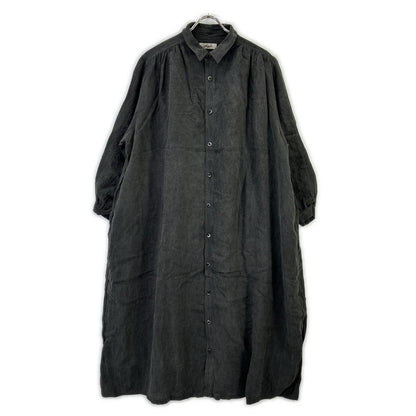 ICHI ANTIQUITES イチアンティークス LT800313 ダークグレー リネン バルーンスリーブ ロングシャツワンピス ワンピース