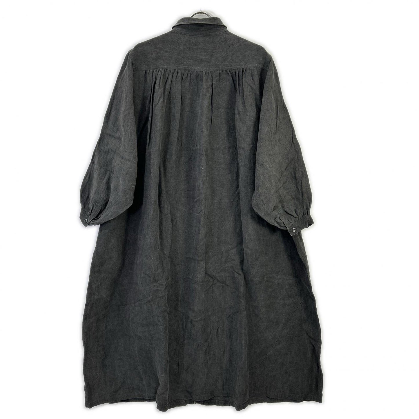 ICHI ANTIQUITES イチアンティークス LT800313 ダークグレー リネン バルーンスリーブ ロングシャツワンピス ワンピース