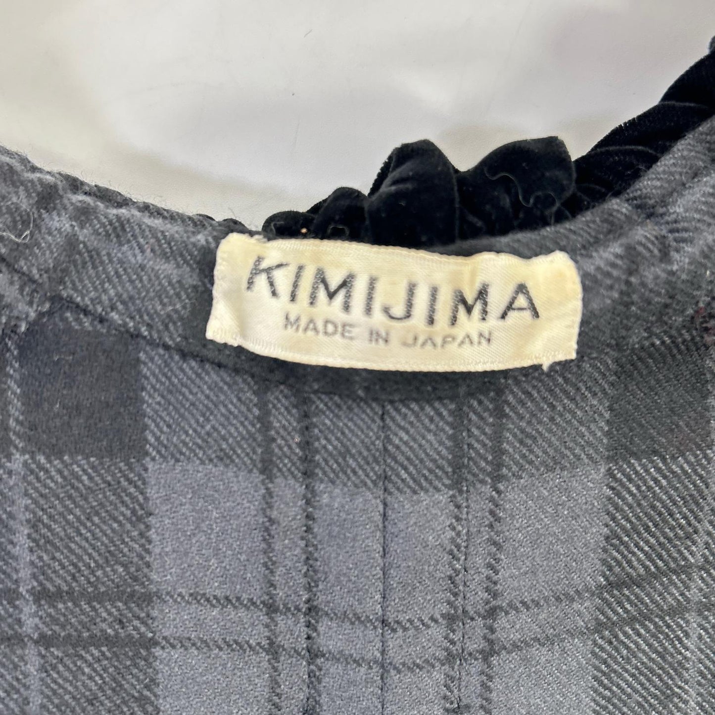 kimijima キミジマ ブラック チェック ベロア リボンデザイン スカートセットアップ スーツ セットアップ