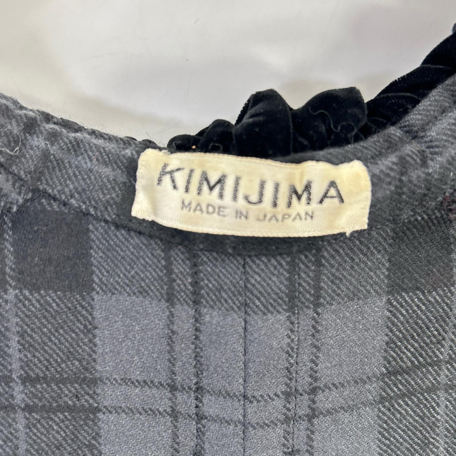 kimijima キミジマ ブラック チェック ベロア リボンデザイン スカートセットアップ スーツ セットアップ