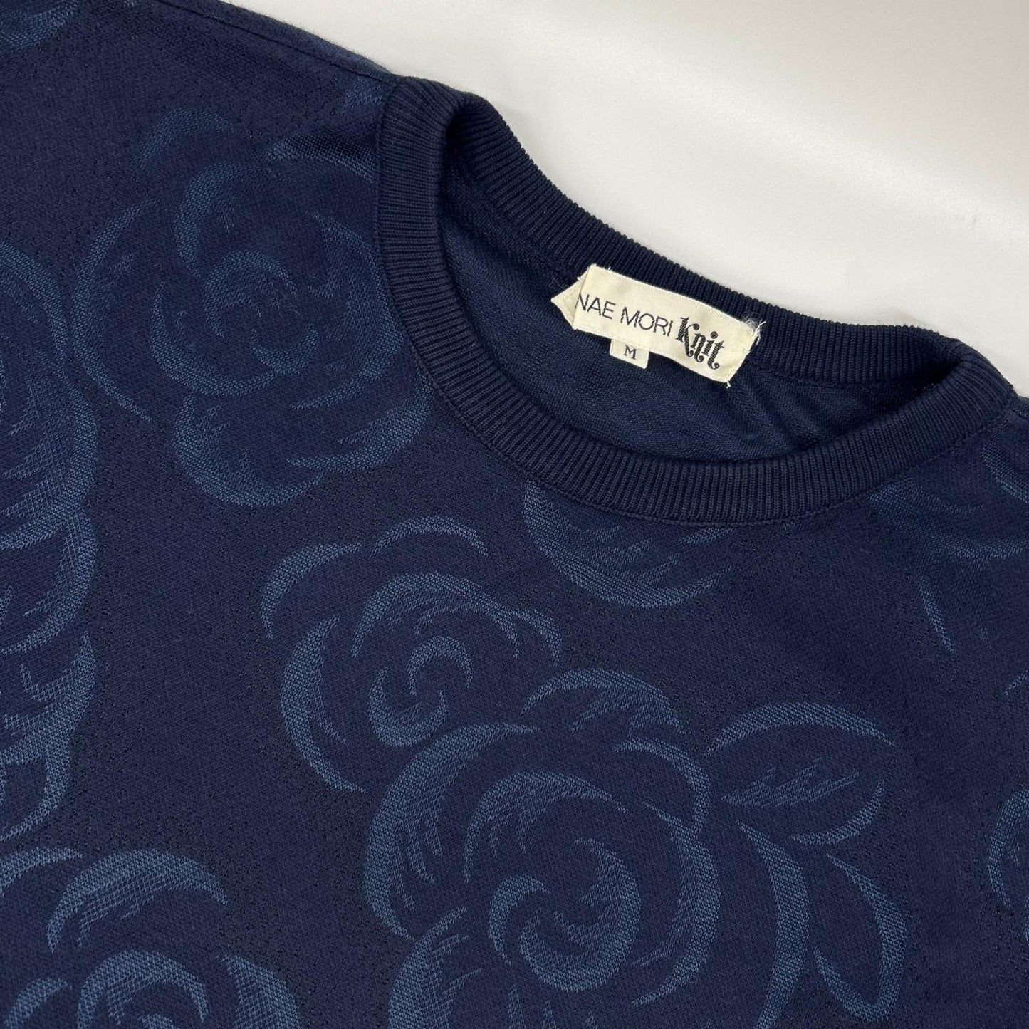 HANAE MORI ハナエモリ 【HANAE MORI Knit】ネイビー バラジャカード ロングリブニットワンピース ワンピース