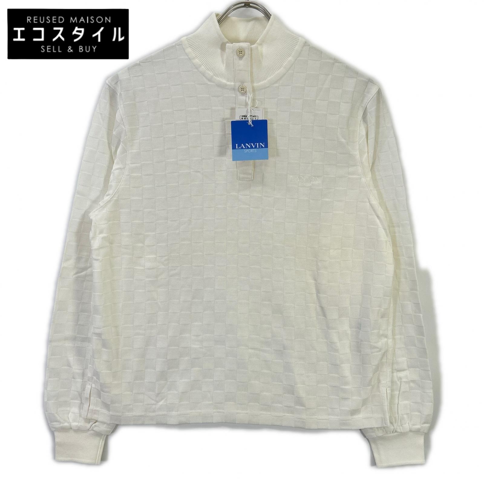 LANVIN SPORT ランバンスポーツ ホワイト K1K2885 市松柄ハイネックポロシャツ トップス