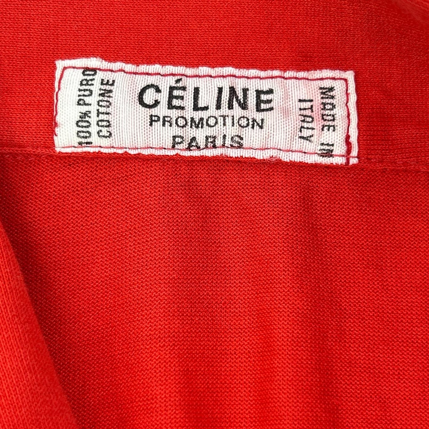 CELINE セリーヌ レッド ヴィンテージセリーヌ トリオンフ刺繍 ロングスリーブポロシャツ トップス