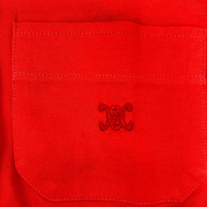 CELINE セリーヌ レッド ヴィンテージセリーヌ トリオンフ刺繍 ロングスリーブポロシャツ トップス