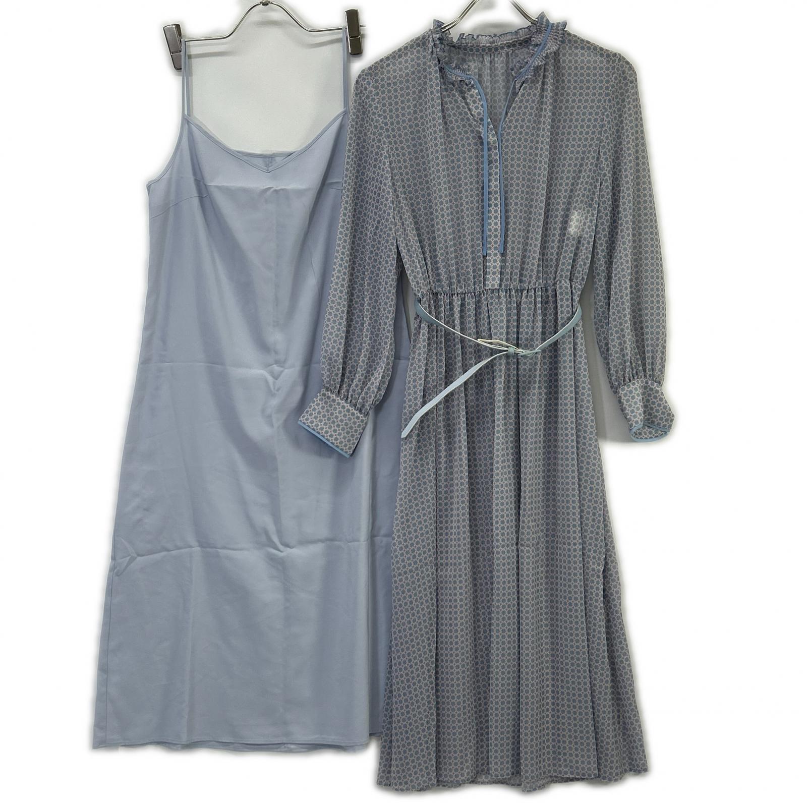 ANAYI sky-blue circle rope-print pleated-collar dress, dress