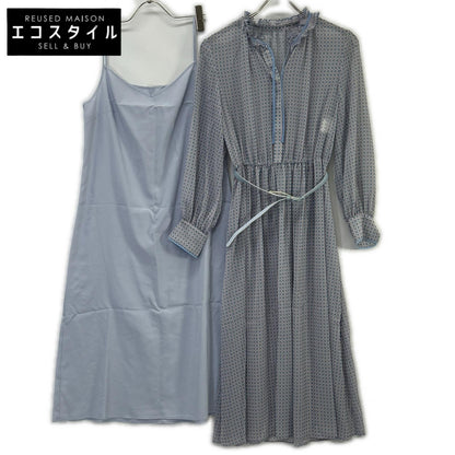 ANAYI sky-blue circle rope-print pleated-collar dress, dress