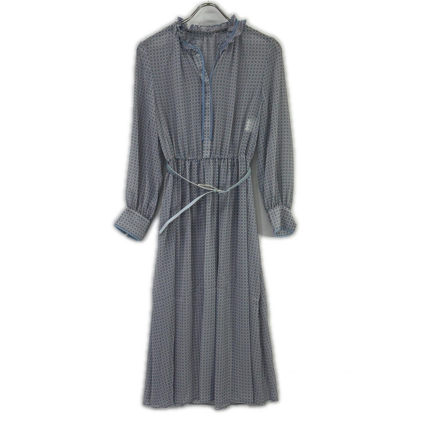 ANAYI sky-blue circle rope-print pleated-collar dress, dress