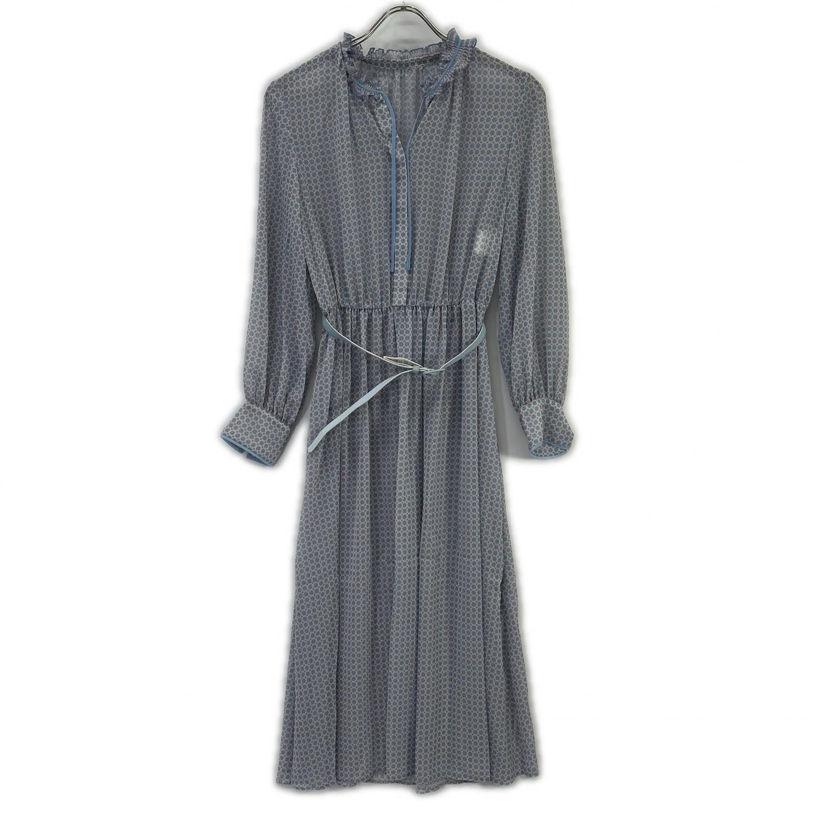 ANAYI sky-blue circle rope-print pleated-collar dress, dress