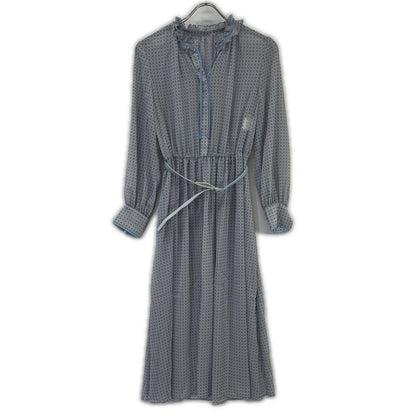ANAYI sky-blue circle rope-print pleated-collar dress, dress