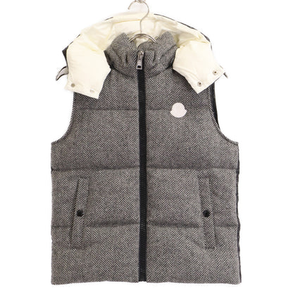 MONCLER モンクレール 【美品】BAKI ヘリンボーン ウール/ナイロン切替 フード付ダウン ベスト