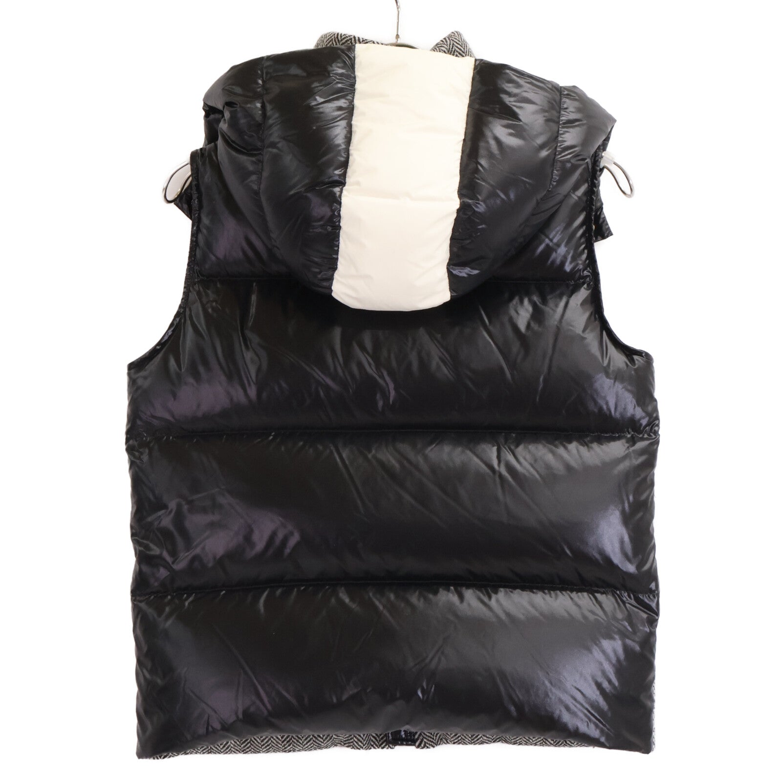 MONCLER モンクレール 【美品】BAKI ヘリンボーン ウール/ナイロン切替 フード付ダウン ベスト