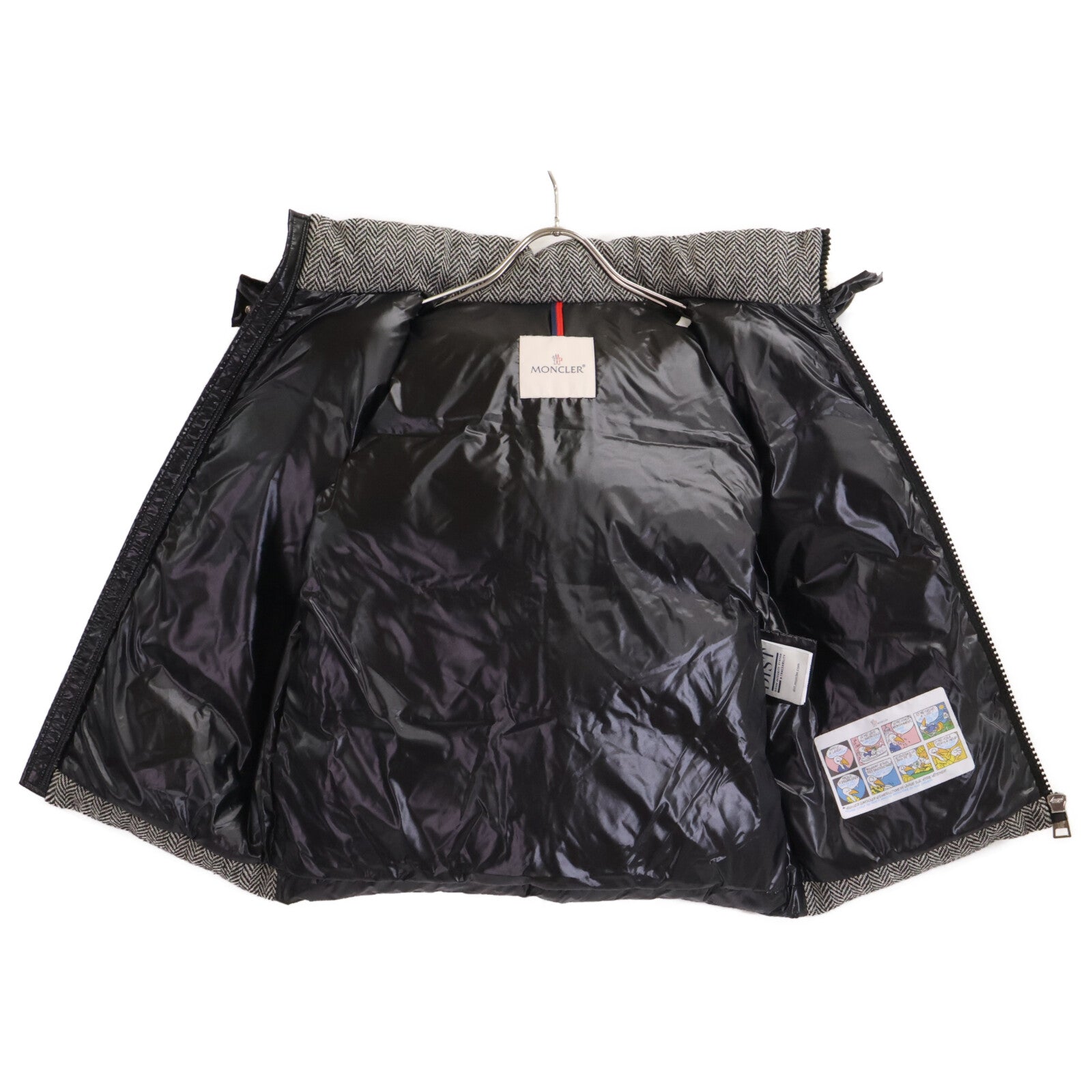 MONCLER モンクレール 【美品】BAKI ヘリンボーン ウール/ナイロン切替 フード付ダウン ベスト